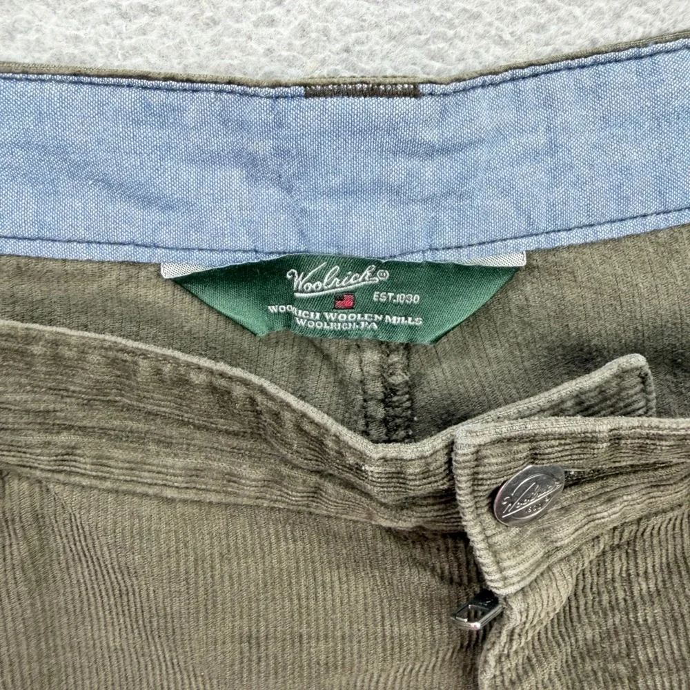 Woolrich Corduroy Pants Mens 42x30 Olive Green Brown Cord Straight 5-Pocket Work